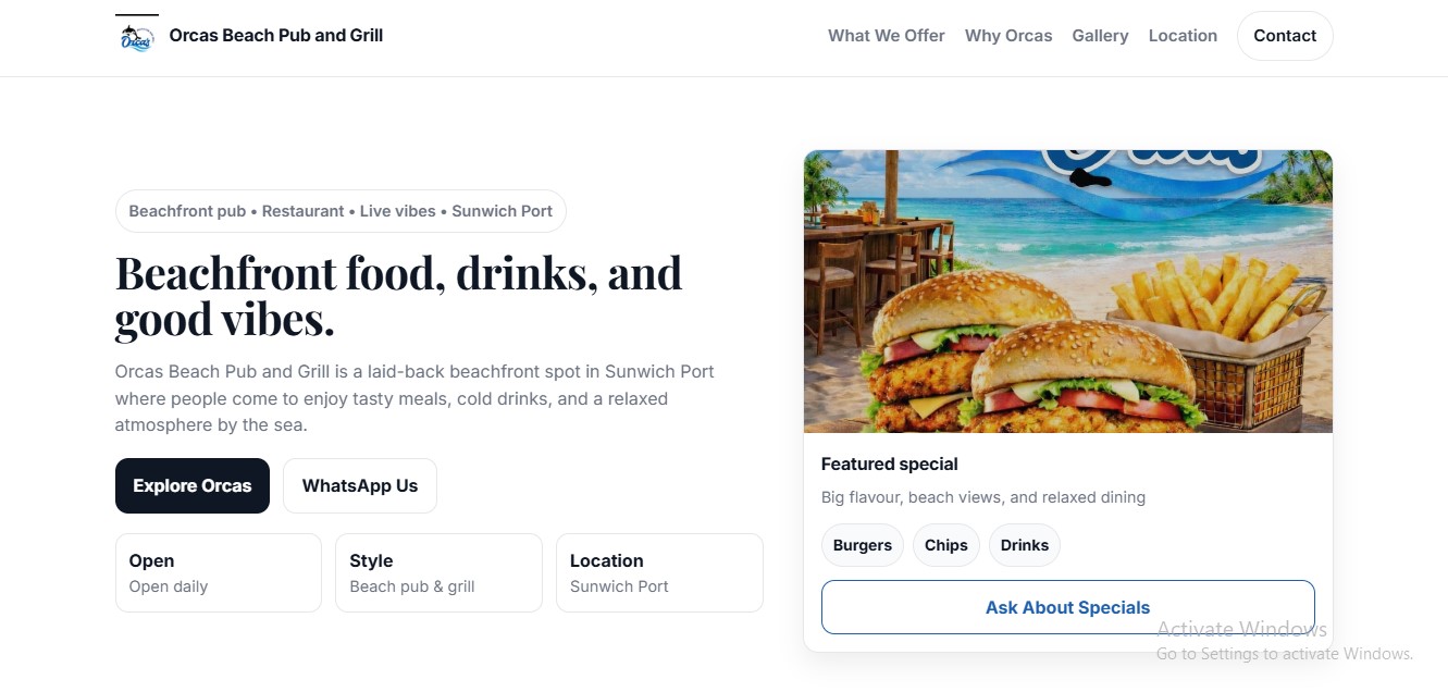 Orcas Beach Pub and Grill demo preview